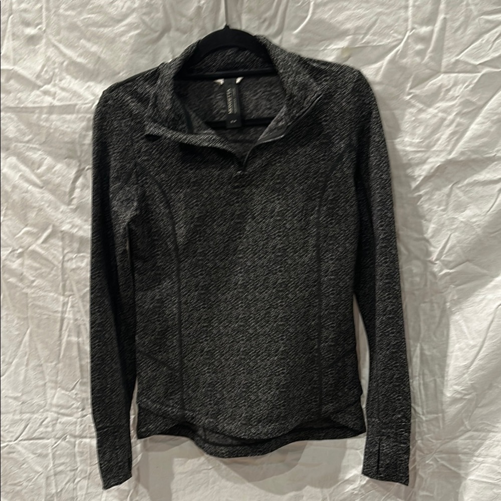 MONDETTA CHARCOAL LIGHTWEIGHT CHARCOAL QUARTER-ZIP SWEATER - SMALL